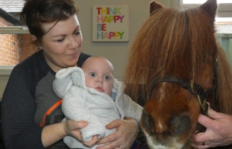 Baby with Smurf the Therapy Pony